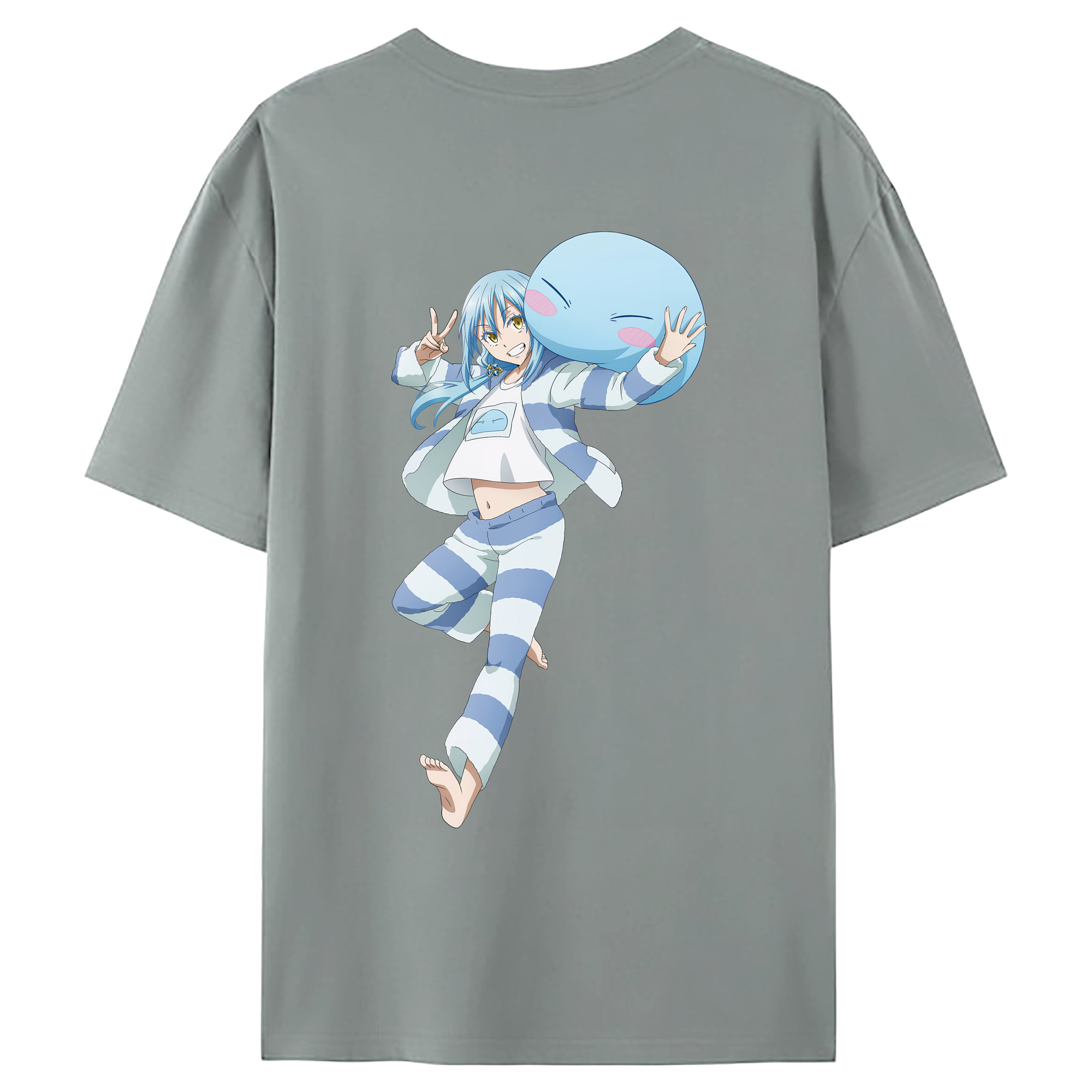 （画像用） 転スラ Regarding Reincarnated to Slime 綿100％ メンズ半袖Tシャツ（バックプリント） 通気性